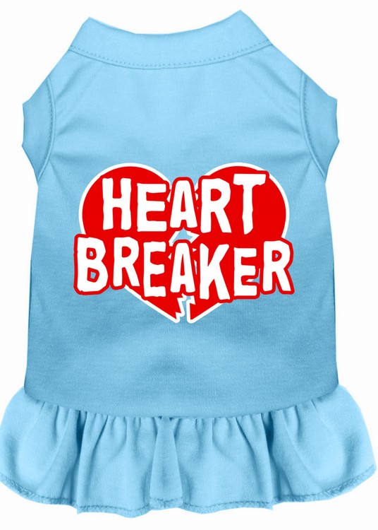 Heart Breaker Screen Print Dress Baby Blue XS